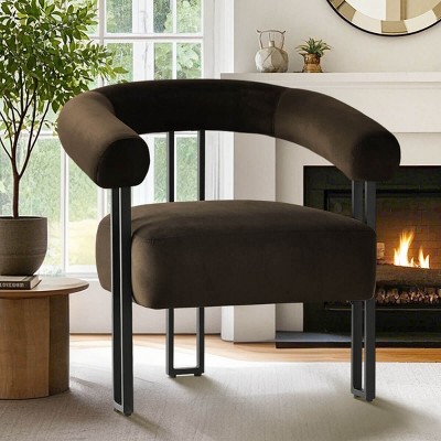 Velvet Accent Chair for Bedroom,Modern Barrel Armchair with Upholstered Velvet Backrest,Comfy Lounge Seating for Living Room-Maison Boucle
