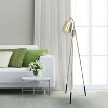 Industrial Tripod Floor Lamp with Interior Spotlight Antique Brass - Lalia Home: Uplighting for Living Room, Office, Foyer - 3 of 4