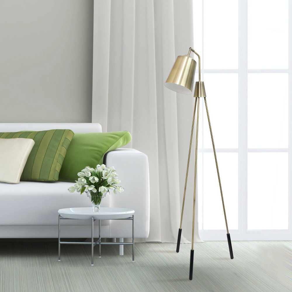 Photos - Floodlight / Street Light Industrial Tripod Floor Lamp with Interior Spotlight Antique Brass - Lalia Home: Uplighting for Living Room, Office, Foyer