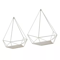 2pc Prouve Decorative Geometric Metal Shelves Silver - Kate & Laurel All Things Decor