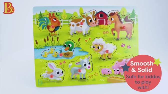 B. toys - Peg Puzzles Peek &#38; Explore - Farm Animals &#38; Barnyard - 2pk - 18pc, 2 of 13, play video