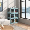 FONTOI 3PCS Stackable Storage Bins with Lids, Collapsible Multi-functional Storage Cabinet with Wheels, Blue, 16.5"*13.5"*23.5" - 2 of 4