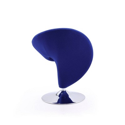 Curl Blue Wool and Polished Chrome Swivel Accent Chair Set