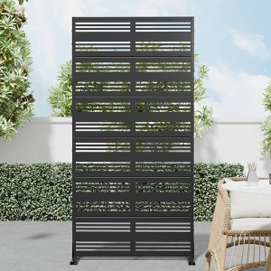 SpassWay 72"H 35"W Outdoor Metal Garden Trellis Privacy Screen Lattice Panel Indoor Room Divider In Black - 1 of 4