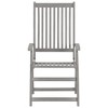 vidaXL Patio Reclining Chairs with Cushions, Adjustable Backrest, Set of 2, Solid Acacia Wood with Gray Wash Finish - 4 of 4