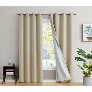 HLC.ME Dakota 100% Blackout Thick Thermal Insulated Energy Efficient Heat Blocking Curtains Grommet Panels, Set of 2 - 1 of 4
