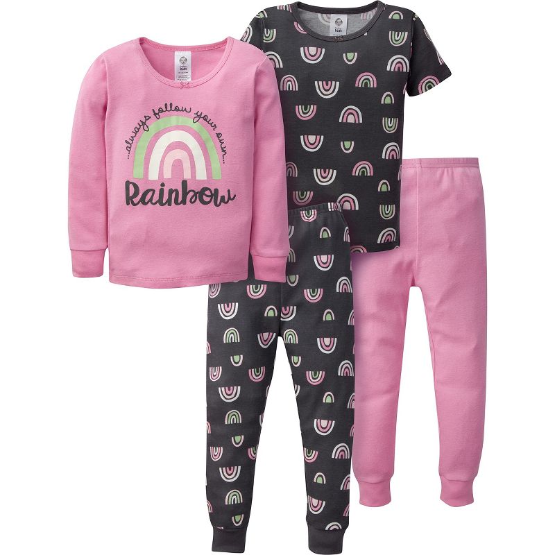 Gerber Infant & Toddler Girls' Snug Fit Cotton Pajamas, 4-Piece Set, 5 of 9