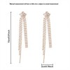 Gold Plated Extra-long Tassel Rhinestone Earrings for Women 1 Pair Shiny - 3 of 4