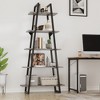 5-Tier Ladder Shelf Bookcase, Rustic Industrial Wood Bookshelf, Leaning Ladder Shelf, for Home, Living Room, Office - 2 of 4