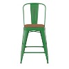 Flash Furniture Carly Commercial Grade 24" High Metal Indoor-Outdoor Counter Height Stool with Back and Polystyrene Seat - 3 of 4
