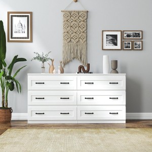 SKRAN Modern Side cabinet with 6 drawers , Wood Chest of Drawers with Metal Handle, Storage Organizer for Living Room , Bedroom or Hallway - 1 of 4