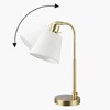 Globe Electric 16" Matte Brass Desk Lamp with White Linen Shade: ETL Listed, Metal Body, Cone Shape Shade, No Tools Assembly - 3 of 4