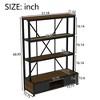HDZNVF 3 Shelf Metal Bookcase with Drawers for Home Office, Walnut - 3 of 4