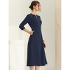 INSPIRE CHIC Women's Elegant Split Neck Side Zipper Pockets 3/4 Sleeve Work A-Line Dress - 2 of 4