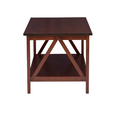 Antique Tobacco Triangular Wood Coffee Table with Storage