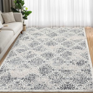 Area Rugs 5x7 Washable Rugs for Living Room Non-Slip Stain Resistant Carpet Distressed Boho Throw Mat Low Pile Ultra Thin Accent Carpet for Bedroom - 1 of 4