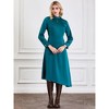 Hobemty Women's Fall Mock Neck A-line Elegant Long Sleeve Satin Dress - 3 of 4