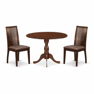 3-Piece Mahogany Finish Solid Wood Top - Dining Room Set - Seats 4 - 1 of 4