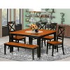 HomeStock 6-Piece Square Black & Cherry Finish Solid Wood Top dining Table with 1-Bench and 4-Chairs - 2 of 4