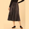 Allegra K Women's Vintage High Elastic Waist Velvet Pleated Flowy Swing Midi Skirt - 4 of 4