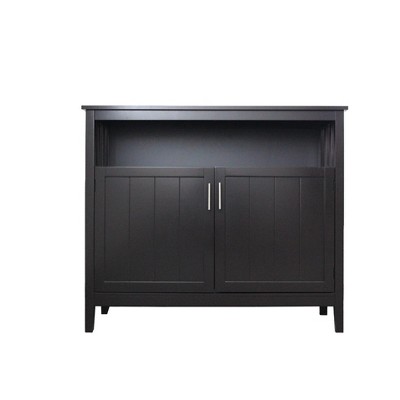 GlasFlength Decorative Storage Cabinets with two large shelves, for Living Room, Entryway, Kitchen, Black, 39.96"*15.75"*34.25"