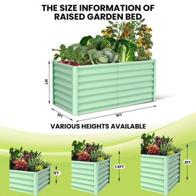 2 Pack Galvanized Raised Garden Bed, Large Metal Planter Box with Open Base, Outdoor Flower Bed, Vegetables Growing Planter for Backyard