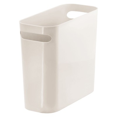 mDesign Plastic Small Trash Can, 1.5 Gallon/5.7-Liter Wastebasket, Narrow  Garbage Bin with Handles for Bathroom, Laundry, Home Office - Holds Waste