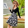 Coolmee Women Casual Smocked Sweetheart Neck Color-Block Long Sleeve A Line Flowy Midi Dress - 2 of 4