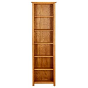 vidaXL 6-Tier Bookcase - Rustic Solid Oak Wood Shelf - Farmhouse Brown Bookshelf for Living Room Study Room - 20.5"x8.7"x70.9" - 1 of 4