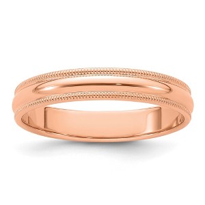 Black Bow Jewelry 4mm 14K Rose, White, or Yellow Gold Half Round Milgrain Standard Band - 1 of 4