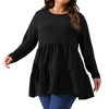 Agnes Orinda Women's Plus Size Casual Knit Babydoll Long Sleeve Peplum Blouse - 2 of 4
