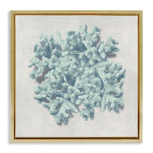 Stupell Industries Coral Blue Sea Beach Floating Frame Canvas Art, Gold, 18" x 18" - 1 of 4