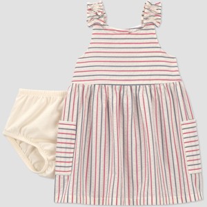 Carter's Just One You Baby Girls' Multi Striped 4th of July Dress - White/Blue/Red Newborn
