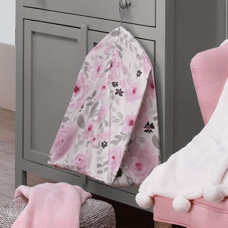 Bedtime Originals Blossom Pink/Gray Watercolor Floral Diaper Stacker, 2 of 4