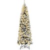Pre-Lit Snow Flocked Artificial Holiday Pencil Slim Christmas Tree - 2 of 2