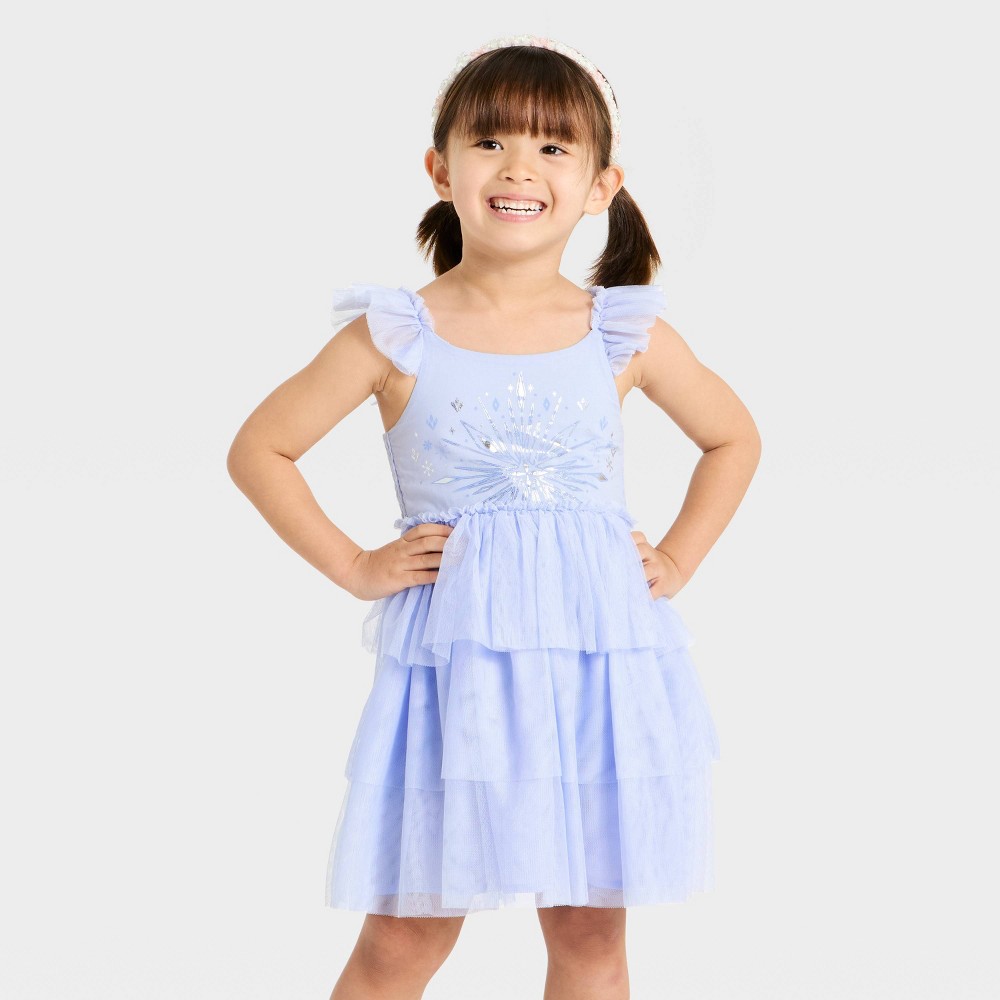 Toddler Girls' Disney Frozen Elsa Tulle Cosplay Ballerina Dress - Blue 5T