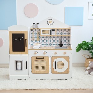 Teamson Kids Little Chef Morocco Wooden Pretend Play Kitchen with 11 pc. Accessory Set, Ice Dispenser, Refrigerator and Chalkboard - 1 of 4