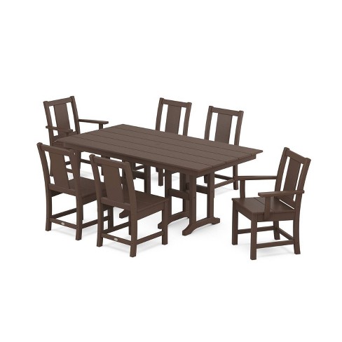 Polywood 7pc Prairie Farmhouse Outdoor Patio Dining Set Mahogany: All ...