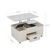 CAVINAS Lift-Up Coffee Table,Side Table with 4 Stools,1 Hidden Storage,2 Drawers,Faux Marble Top,Expandable Center Table for Small Spaces - 3 of 4