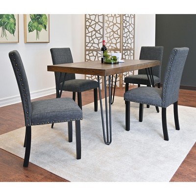 NicBex Dining Room Table Set for 4 Morden Dining Table Set with Wooden Tabletop, Metal Legs and 4 Upholstered Chairs for Dining Room