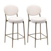 SKRAN  29''Creamy White Velvet Bar Stools Set of 2 Ergonomic Design with Gold Accents, Stable Metal Frame for Kitchen Counter - 4 of 4