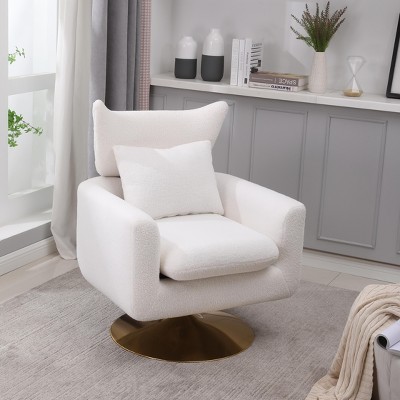 KTMBDW Mid-Century Swivel Accent Chair, Upholstered Fabric Armchair for Living Room, Bedroom