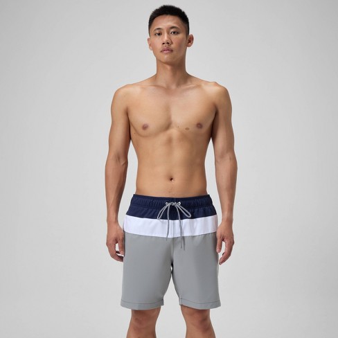 Men s 7.5 Speedo Colorblock Swim Shorts Navy White Gray XXL