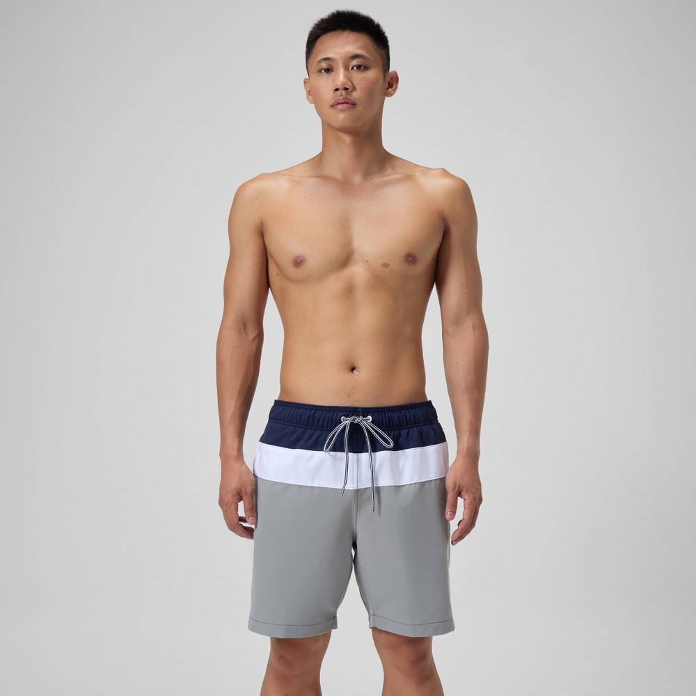 Photos - Swimwear Speedo Men's 7.5"  Colorblock Swim Shorts - Navy/White/Gray M 