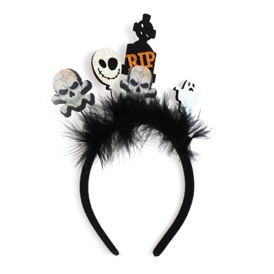 Unique Bargains Halloween Tombstones Pattern Headband 4.72" Diameter Black 1 Pc