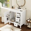 Gulches 30-Inch Modern Bathroom Vanity with Ceramic Sink, White Storage Cabinet with 3 Drawers, Solid Wood Frame - 2 of 4