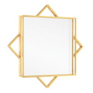 HomeRoots 24" Gold Metal Geo Square Accent Mirror - 1 of 4