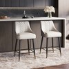 POVISON Modern Counter Height Bar Stools Set of 2, 24" Seat Height PU Leather Bar Stools with Back Armless Counter Chairs for Kitchen Island, Gray - 3 of 4