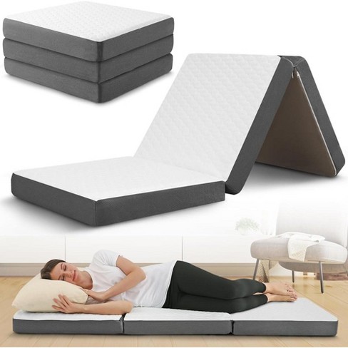 Contour Comfort Single 4 Inch Thick Portable Tri Folding Mattress With ...