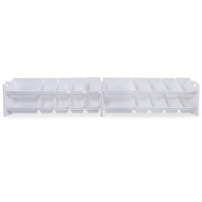 UNiPLAY Toy Organizer With 20 Removable Storage Bins and Block Play Panel, Multi-Size Bin Organizer (White)